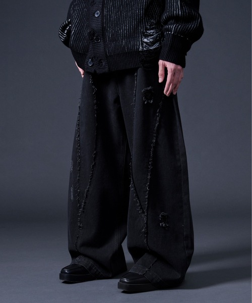 「Ellno Loset」 デニムパンツ X-SMALL ブラック メンズ_画像4