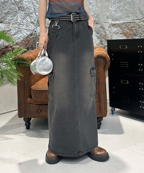 「sedacle girl」 デニムスカート MEDIUM インディゴブルー レディース_画像7