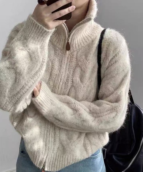 「meJane」 ニットカーディガン FREE ライトベージュ レディース_画像2