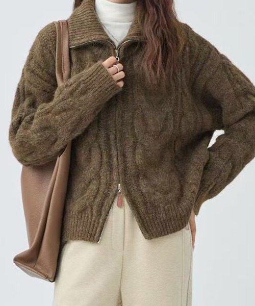 「meJane」 ニットカーディガン FREE ライトベージュ レディース_画像9