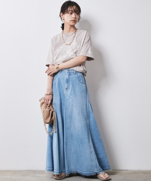 「CHIC STYLE」 ロングスカート L ブルー レディースの画像6