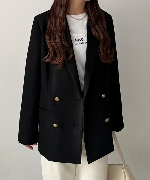 「callautia」 テーラードジャケット MEDIUM ブラック レディース_画像3