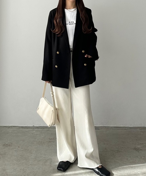 「callautia」 テーラードジャケット MEDIUM ブラック レディース_画像6