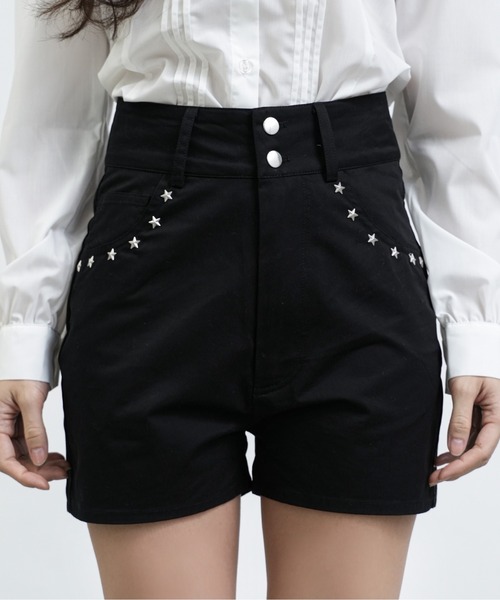 3.1フリップリム　ショートパンツ　スタッズ　ウール　ブラック　黒 FCMM パンツ 「日本限定」STUD SHORT PANTS / スタッズショートパンツ