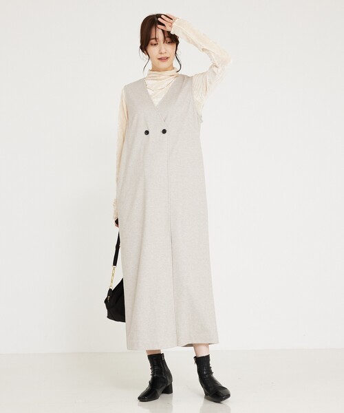 「abahouse mavie」 ノースリーブワンピース フリー チャコールグレー レディース_画像2