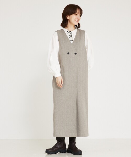 「abahouse mavie」 ノースリーブワンピース フリー チャコールグレー レディース_画像7