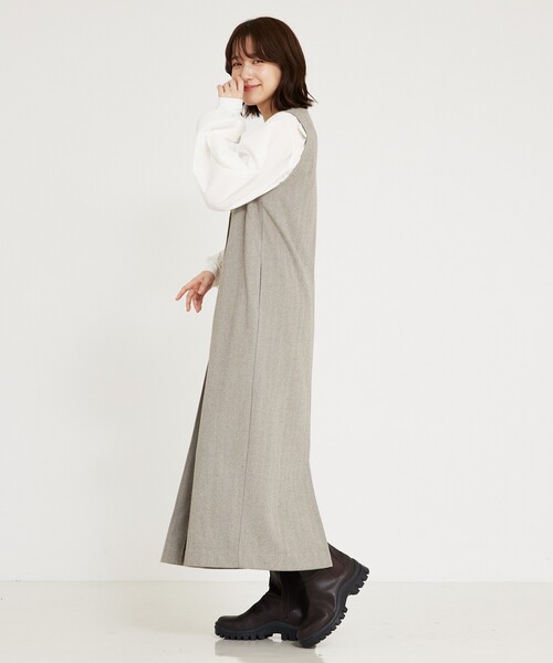 「abahouse mavie」 ノースリーブワンピース フリー チャコールグレー レディース_画像9