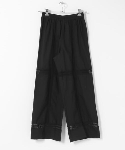 パンツ ブロッキングレースコットンイージーパンツ レディースの画像
