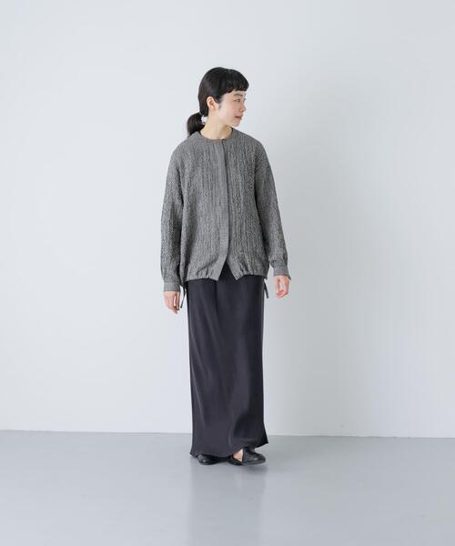 かぐれ ブラウス シャツ リネンレーヨンチェックシャツカーディガン