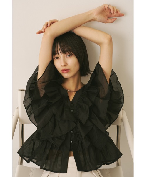 AIC. ブラウス シャツ ラッフルシアーブラウス レディース : ZOZOTOWN