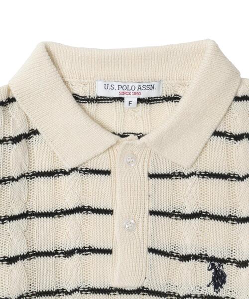 「U.S. POLO ASSN.」 半袖ニット FREE アイボリー レディース_画像3