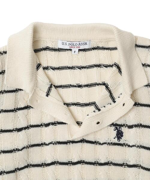 「U.S. POLO ASSN.」 半袖ニット FREE アイボリー レディース_画像4