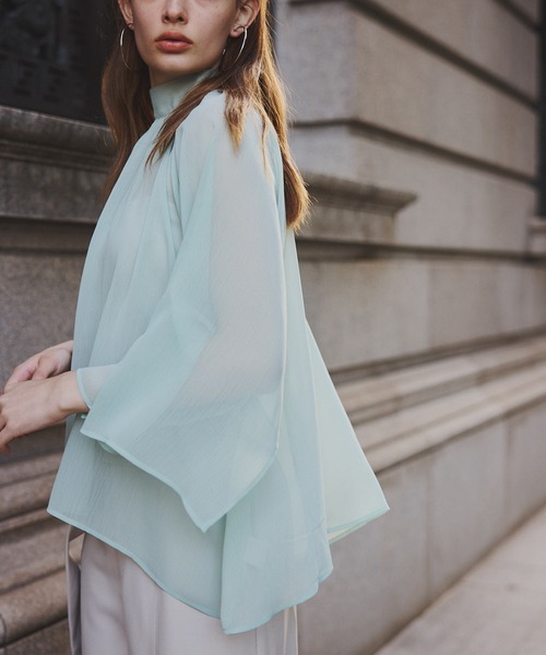 ENFOLD DRAPE FLARE BLOUSEドレープフレアブラウス ORGUE（オルグ） ブラウス シャツ Chiffon flare blouse/シフォン