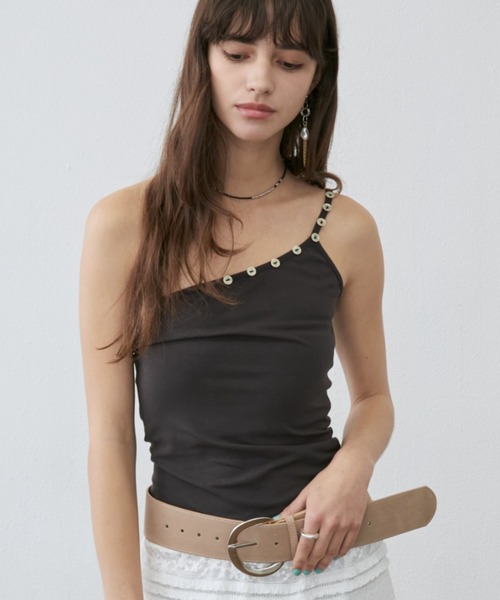 Rohwel キャミソール Shell Button One-Shoulder Camisole / シェル 