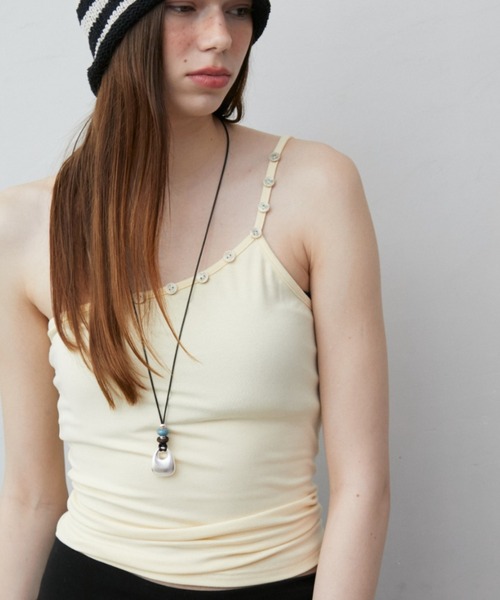 Rohwel キャミソール Shell Button One-Shoulder Camisole / シェル 