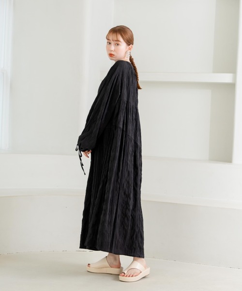 「hinari」 長袖ワンピース SMALL ナチュラル レディース_画像3