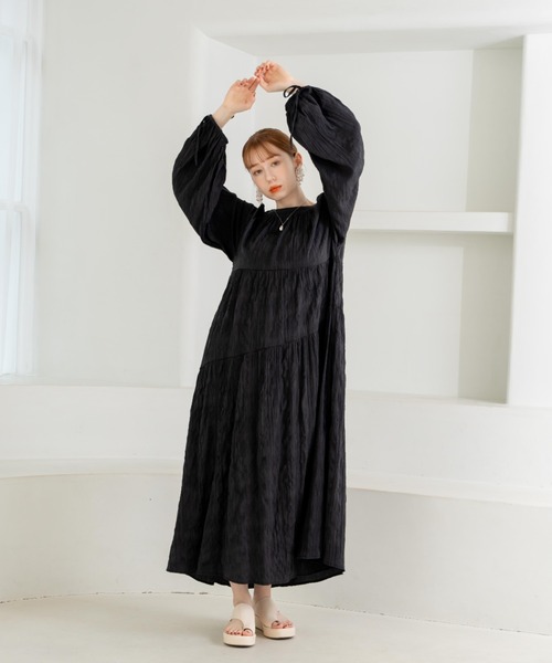 「hinari」 長袖ワンピース SMALL ナチュラル レディース_画像7