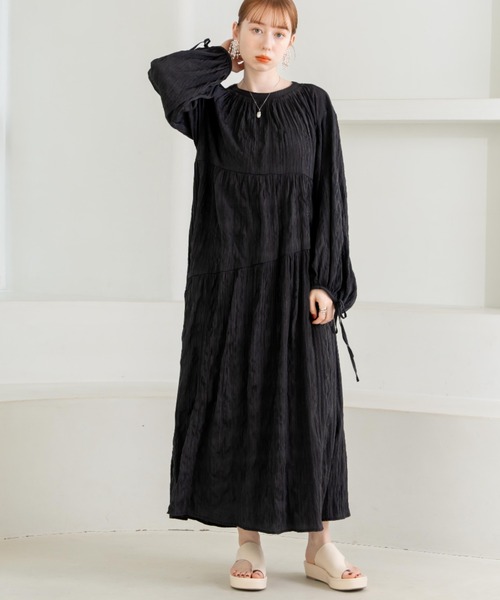 「hinari」 長袖ワンピース SMALL ナチュラル レディース_画像8
