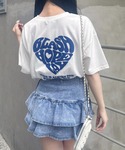 tシャツ 半袖 バックハートラメチュニックTシ...の詳細画像1