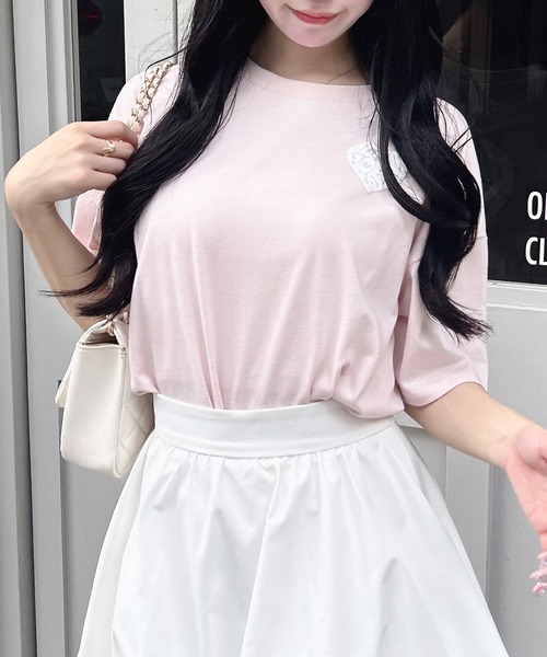 INGNI（イング） tシャツ 半袖 バックハートラメチュニックTシャツ