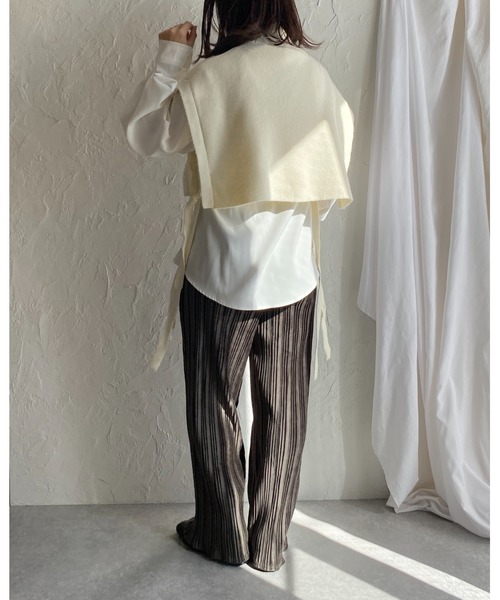 She's Closet ベスト モヘアタッチサイドリボンショート丈ハイネック