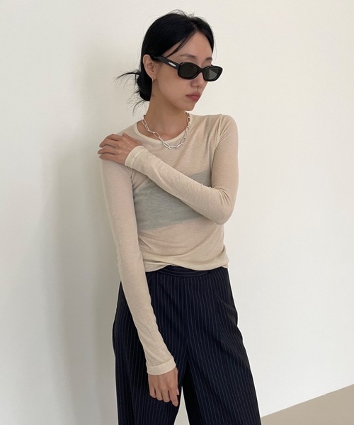 Didot.showroom tシャツ テンセル クルーネック シアーカラー