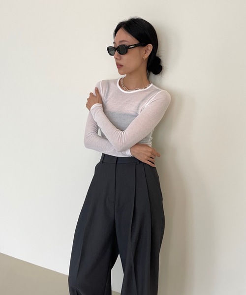Didot.showroom tシャツ テンセル クルーネック シアーカラー