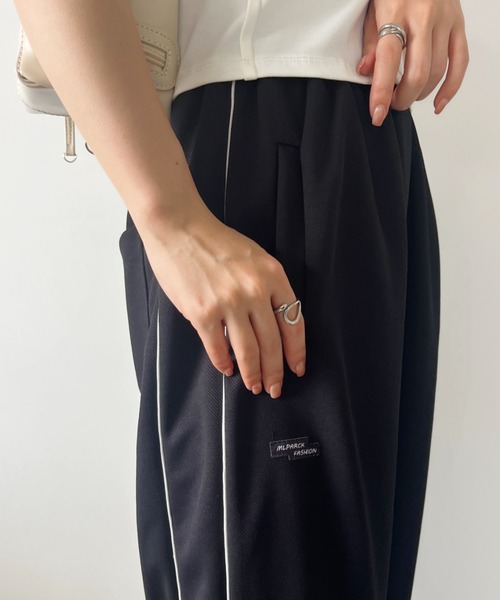 CLEA パンツ 裾ドローコード ワイドライントラックパンツ レディース