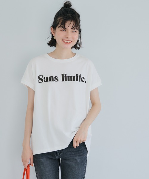 tシャツ ティアードフレンチスリーブＴ レディース ロゴプリントフレンチスリーブTシャツ（Tシャツ/カットソー