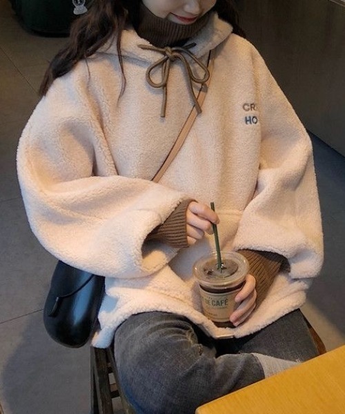 Sibra（シブラ） パーカー ボアプルオーバーパーカー レディース