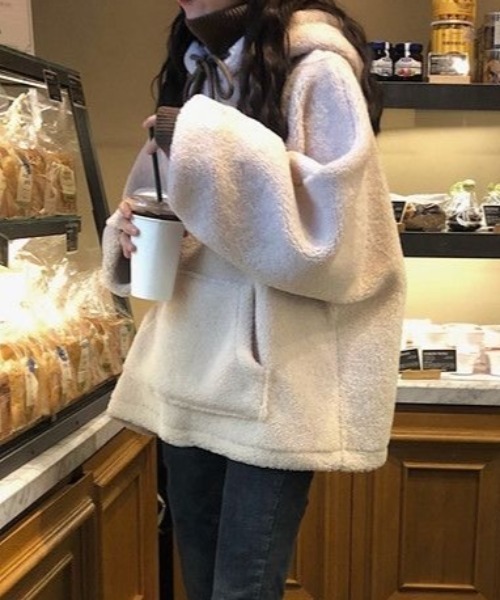 Sibra（シブラ） パーカー ボアプルオーバーパーカー レディース