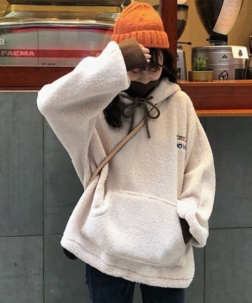 Sibra（シブラ） パーカー ボアプルオーバーパーカー レディース