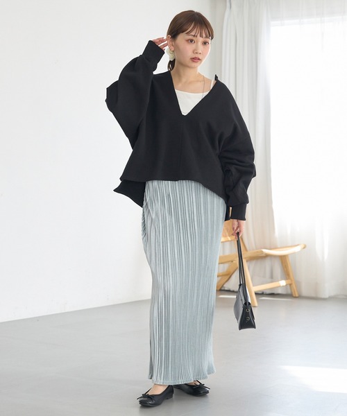 LAVEANGE（ラビアンジェ） スカート 「洗える」ベロアプリーツタイト