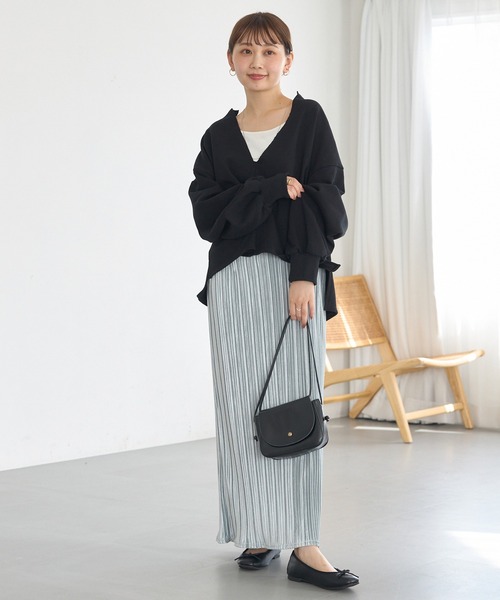 LAVEANGE（ラビアンジェ） スカート 「洗える」ベロアプリーツタイト