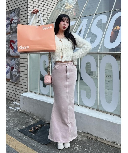 Darich デニムロングスカート ダーリッチ Darich スリットデニムロングスカート （ブルー
