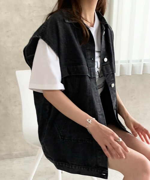 ベスト ジレ デニム ビッグベスト レディース : ZOZOTOWN Yahoo!店