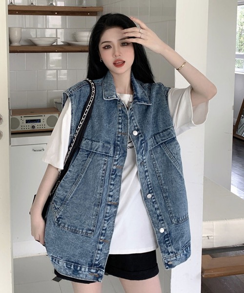 新品✨2025SS デニムジレ　ベスト ベスト ジレ デニム ビッグベスト レディース : ZOZOTOWN Yahoo!店