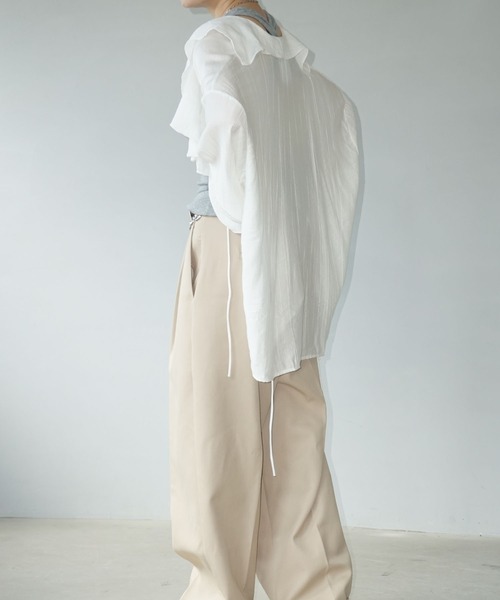chuclla ブラウス シャツ ラッフルカラー セミシアーブラウス
