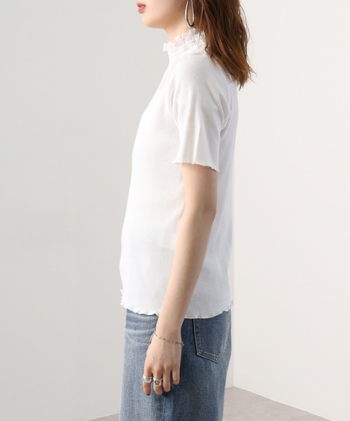 FUNALIVE（ファンアライブ） tシャツ レース使いハイネック半袖Tシャツ