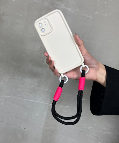 スマホケース 配色 ダブルロープ付き ハンドストラップ : ZOZOTOWN