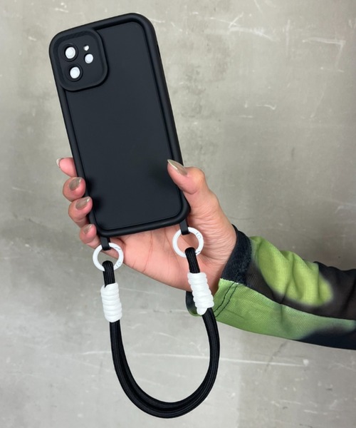 スマホケース 配色 ダブルロープ付き ハンドストラップ : ZOZOTOWN