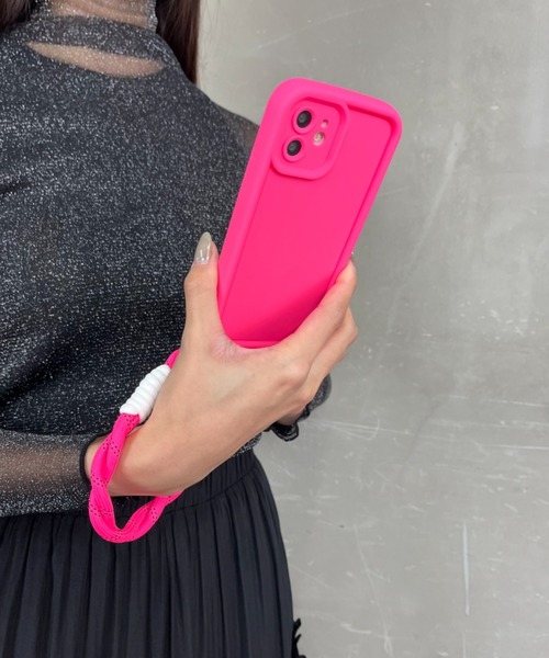 スマホケース 配色 ダブルロープ付き ハンドストラップ : ZOZOTOWN