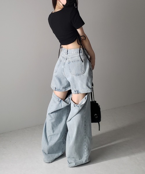 me+em select tシャツ 「 2color 」サイドシャーリングリボン