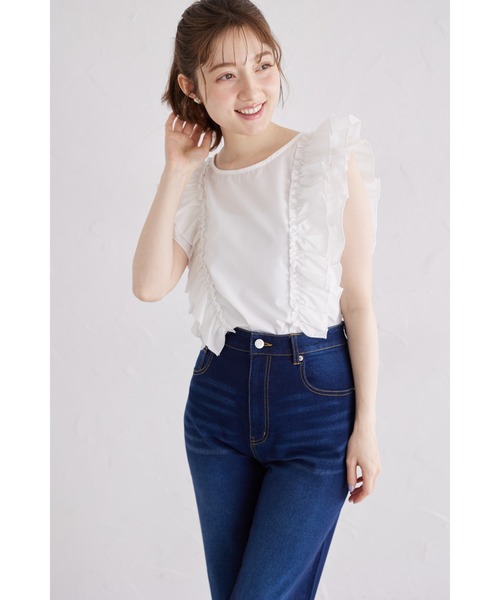 ブラウス シャツ ツイルドッキングフリルトップス レディース tocco closet ブラウス シャツ サイドフリルブラウス レディース