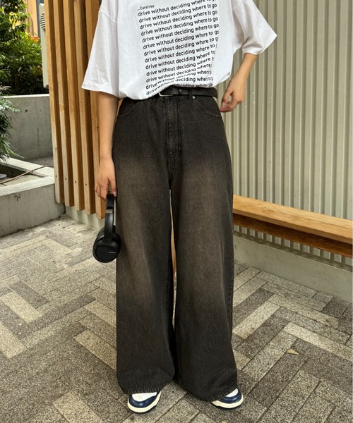 ゴーシュ バーズアイ デニムワイドパンツ