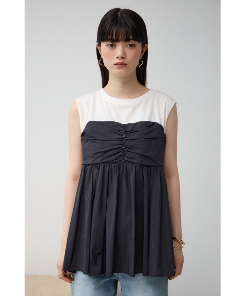 チェーンレイヤードノースリーブ AZUL BY MOUSSY タンクトップ ノースリーブ ギャザービスチェ