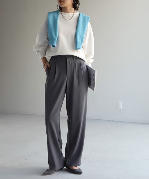 ❤️美品❤️LOHEN 裾ゴムタックパンツ　ネイビー　フリーサイズ カーブタックパンツ【bel-hr-0615-z】メール便送料無料/ネコポス