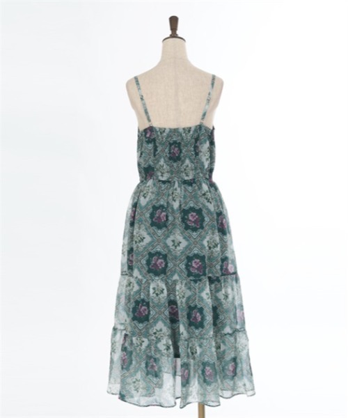 axes femme ジャスミン／ワンピース/期間限定販売/ブルーグリーン-F axes femme ワンピース ジャスミンタイル柄キャミワンピース
