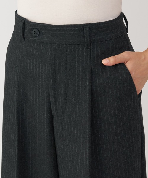 無印良品（MUJI） パンツ 婦人 ストレッチ起毛タックワイドパンツ