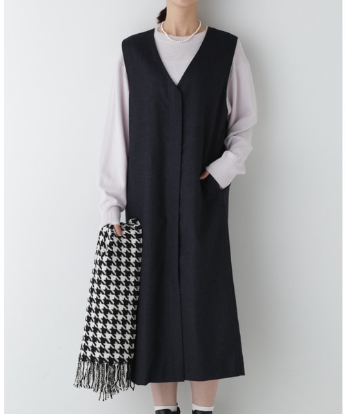 極美品　定価34,100円　ヒューマンウーマン　2WAY　ジップジレ　ワンピース human woman（ヒューマンウーマン） ワンピース ライトフラノジップ